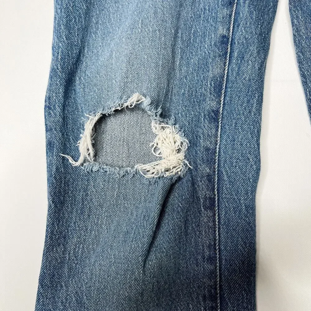 Madewell Mid-Rise Perfect Vintage Ripped Knee Jeans Ainsdale Wash sz 24